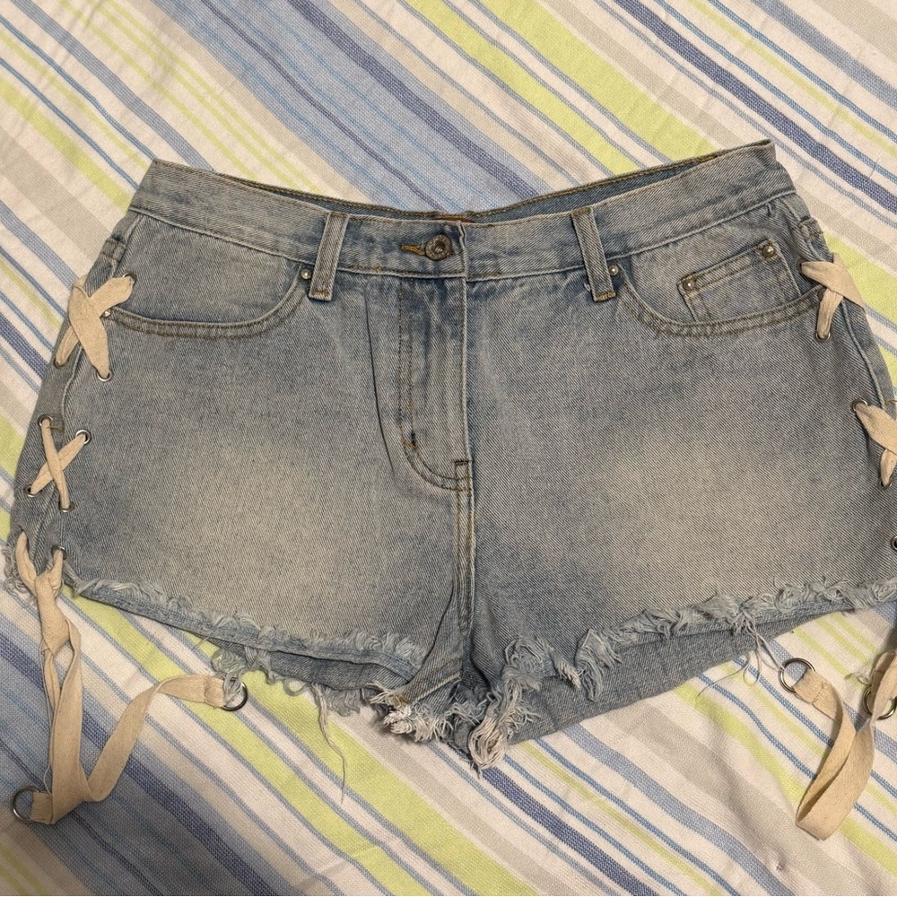 POL Blue Jean Shorts Distressed High-Waisted